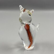 Vintage 4” Orange Spiral Art Glass Cat Figurine Paperweight Sitting picture