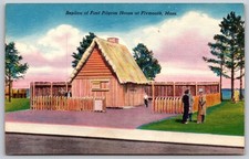 Replica First Pilgrim House Plymouth Massachusetts Postcard PC274 picture