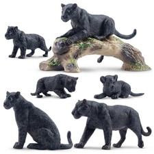 Toymany Black Panthers Animal Figurine Realistic Collectible Handpainted Toy Set picture