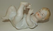 Vintage Porcelain Bisque Blonde Piano Baby Playing with Toes picture