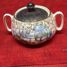VINTAGE SANDLAND WARE CERAMIC LIDDED SUGAR BOWL ENGLAND (4) picture