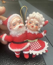 Vintage Flocked Santa Mrs Claus Christmas Ornaments Plus Single Mrs Claus picture