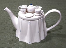 Vintage Paul Cardew Sunshine Ceramics Large White Tea Council Teapot 1987 picture