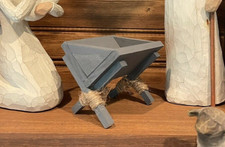 Wooden Manger for Nativity Creche ,Hand-Crafted,Willow Tree Compatible (gray) picture