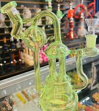 9” Babu Glass LIME Double Uptake Recycler Glass Water Pipe Bong Bowl USA GLASS picture