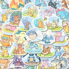 63pc Pokemon Sticker Decal Set Glossy Smaller Version   2 Inch Average Size - US picture