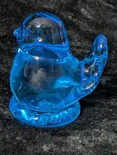 Vintage Blue Bird of Happiness Art Glass Handmade Paperweight Leo Ward 1990 picture
