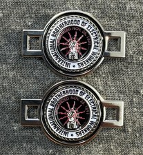 IBEW Boot Charms Lace Tags Electrician Shoe Lace Charm BLACK RED SILVER Trim picture