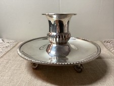 Vintage Silverplate On Copper 3 Feet Single Candleholder 6 Inches Across picture