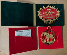 2 Vintage Budweiser Christmas Ornaments 125th Ann and Clydesdale in Velvet Case picture