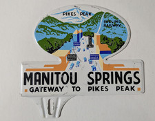 Vintage 1950s Manitou Springs Gateway To Pikes Peak License Plate Topper RARE picture