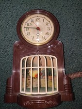 Vintage Mastercrafters Swinging Bird Clock Model 335 Lighted Cage 1950s Decor.Vi picture