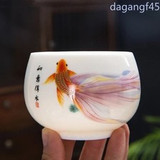 160ml Hand-painted Koi Fish White Porcelain Master Cup Exquisite Tea Cup Teaware picture
