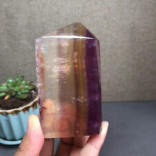 265g Natural candy Fluorite Polish/Rough wand Crystal free standing 95mm A1593 picture