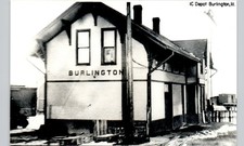 TRAIN DEPOT burlington il c1960s postcard illinois real photo rppc railroad picture