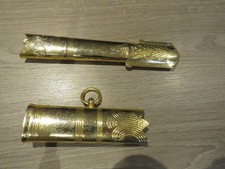 UNUSED ROYAL NAVAL SWORD SCABBARD TOP AND BOTTOM FITTINGS picture