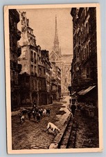 Rue du Haut-Pavé Paris Postcard YVON Notre Dame Cathedral Goats France picture