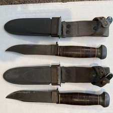 TWO WWII US Navy Mark 1 Knives by PAL RH-35 with correct NORD-8114 VP Scabbards picture