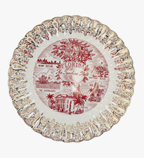 Vintage Florida Sunshine State Souvenir Collector Plate Red Transfer Gold Rim picture
