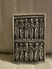 Gorgeous Vintage Wax Tablet Tableaux Icon Style Christ Apostles HTF Collector   picture