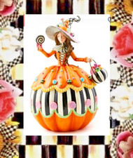 MACKENZIE CHILDS TRICK OR TREAT ILLUMINATED PUMPKIN WITCH FIGURINE 14
