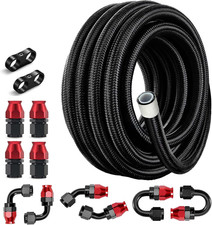6AN PTFE Fuel Line Kit AN6 E85 Nylon Hose 20FT Black & Red picture