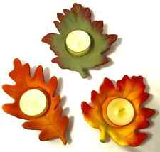 Partylite NEW in Box Tealight Candle Holders Whispering Maple Leaves Trio 3 Fall picture