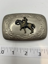 Cowboy Belt Buckle Cowboy Riding Horse Silver and Brass Color. Western Style picture