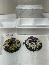 2 Lena Liu Floral Greeting Wreath Ornaments Circle Of Harmony/Glory Original Box picture