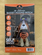 Basset Hound Witch Halloween Collection Lighted Yard Inflatable 4 Feet Tall NIB picture