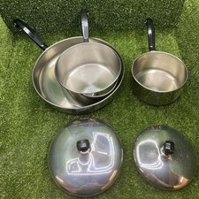 Vintage Farberware USA Stainless Steel Cookware Set N6 N8 Pots Fry Pan Lids picture