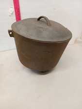 Antique Cast Iron 3 Leg Bean Pot Cauldron w Lid Primitive Hearth Decor picture