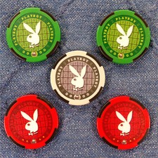 Playboy Poker Chip Lot 5x Vintage Bunny Club Logo Green White Red Heavy Acrylic picture