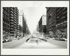 1959 City Street Intersection Gated Median High-Rise Buildings Downtown picture
