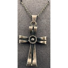 Vintage Crucifix Denmark 830S Silver Modernist Necklace ChrV picture