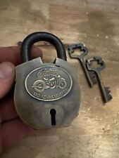 Indian Motorcycles Brass Padlock Key Fatboy Triumph Collector Rider Patina Metal picture