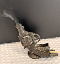 Vintage Cast Metal Revolver Cigar Holder Ashtray 
