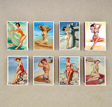 set of 8 matches box PIN UP at the beach vintage style match holder printing picture