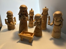 Zim’s Wood Nativity Set w/ Manger, Brown Wooden Christmas Nativity Theme picture