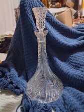 Vtg Rare Tall Bohemian Decanter with original Stopper Pinwheel design,  Stunning picture