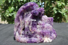 3.32LB Natural Dream purple quartz crystal Dragon and Castle skull healing decor picture