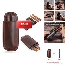 CataPurus Genuine Leather Cigar Case Sleeve - Vintage Coffee for 2 Fingers picture