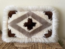 Vintage XL Alpaca llama fur cushion Pillow Peru 2 sided thick 27 X 20 X 6 inches picture