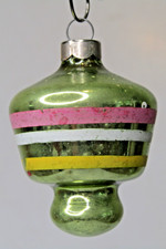 VTG Glass Striped TORNADO DROP Christmas Ornament Franke Shiny Brite US of A GRN picture