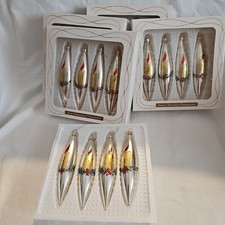 Vtg Teardrop Glass Bradford Christmas Ornaments Candle Greenery Lot of 19 MCM picture