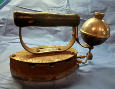 Antique The Diamond Iron Akron Lamp Co Gas Clothes Iron With Pump picture