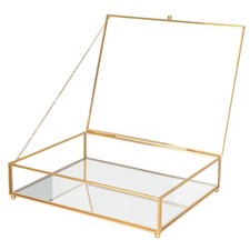 Large Glass Boxes for Display Handmade, Mirrored Bottom, Glass Jewelry Trinke... picture