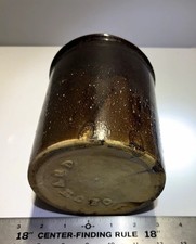Unmarked Brown Glossy Glazed Stoneware Pottery Cylinder Jar Crock USA Embossed picture