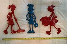 Vintage 1971 Sexton Metal Wall Art Set of Women Cooking Cleaning Laundry MCM picture