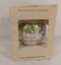 Vtg Hallmark Tree Trimmer Glass Ornament 25th Anniversary Together 1979 w/ Box picture